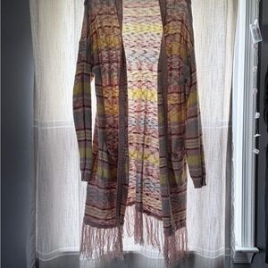 Wonderly Multicolor Striped Cardigan with Fringe